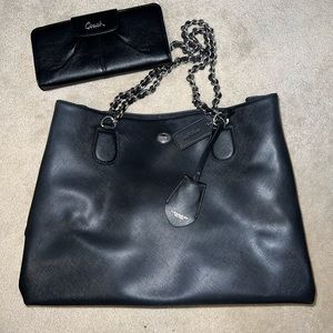 Coach black leather 14x10x4.5